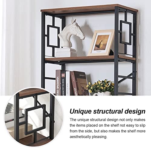 HOMISSUE 6-Tier Rustic Brown Metal Bookshelf for Home Office