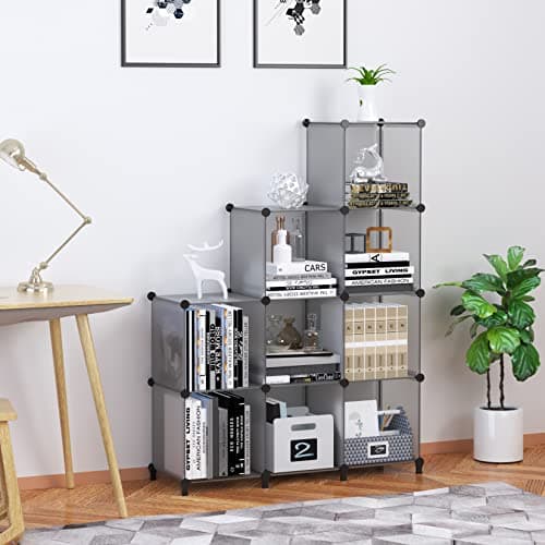 Wolizom 9-Cube Grey Closet Storage Organizer, Portable DIY Shelving for Bedroom & Office