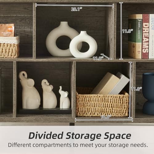 HOMISSUE 3-Tier Rustic Cube Storage Organizer - Industrial Horizontal Bookshelf for Living Room, Office, and Entryway in Grey