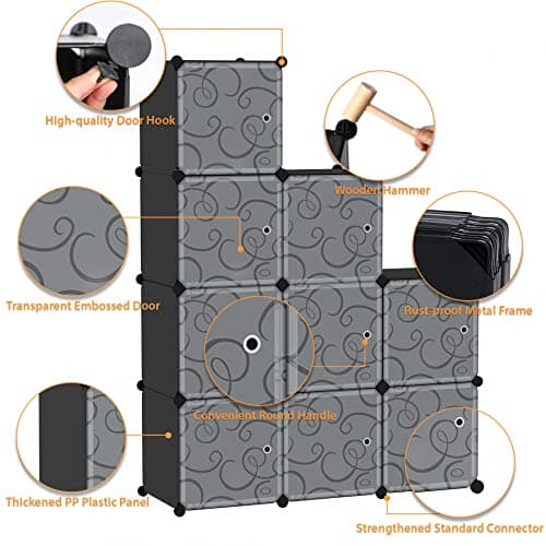 C&AHOME Cube Storage Organizer with Doors Black