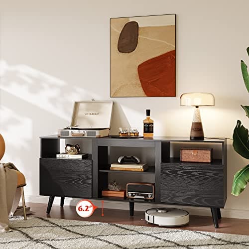 Black WLIVE 65 Inch TV Stand & 58 Inch Entertainment Center with Storage
