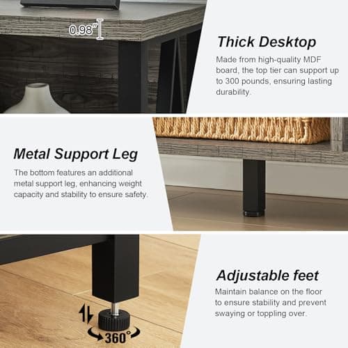 Industrial Rustic Cube Storage Organizer Shelf with 3 Tiers for Living Room or Office