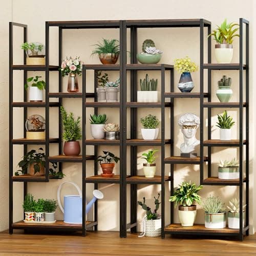 YITAHOME 71" Tall Rustic Brown Bookshelf with 12 Shelves for Living Room, Bedroom, Office