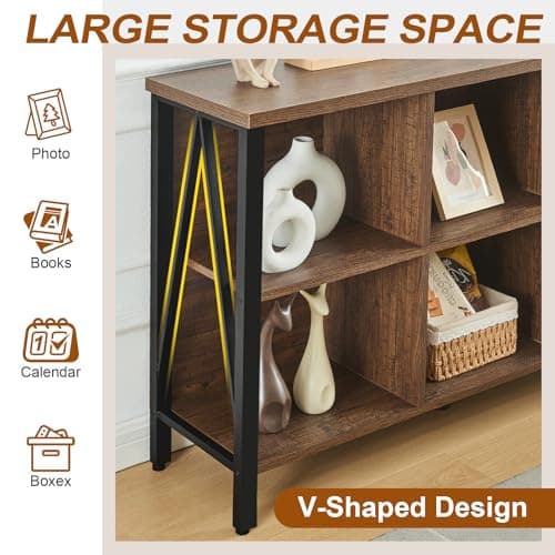 Rustic Short Wide Cube Storage Organizer Shelf for Living Room or Office