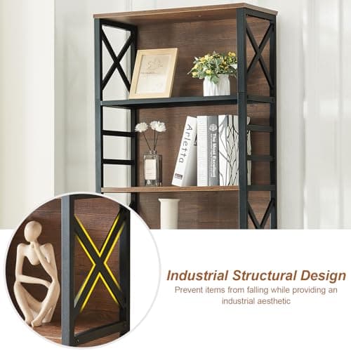HOMBAZAAR 7-Tier 78 Inch Tall Rustic Metal Bookshelf for Office and Living Room