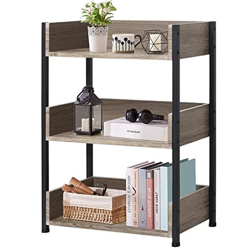 VECELO Industrial 3-Tier Bookshelf, Retro Brown for Home Office