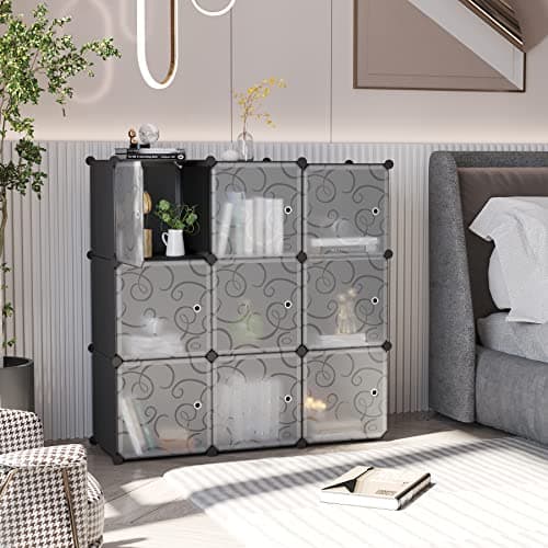C&AHOME Cube Storage Organizer with Doors Black