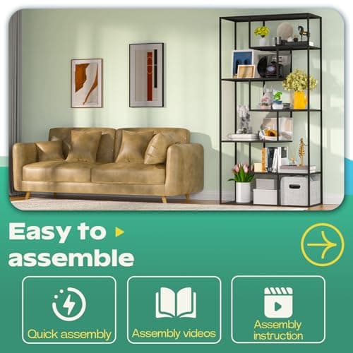 Modern 6-Tier Bookshelf for Display and Storage