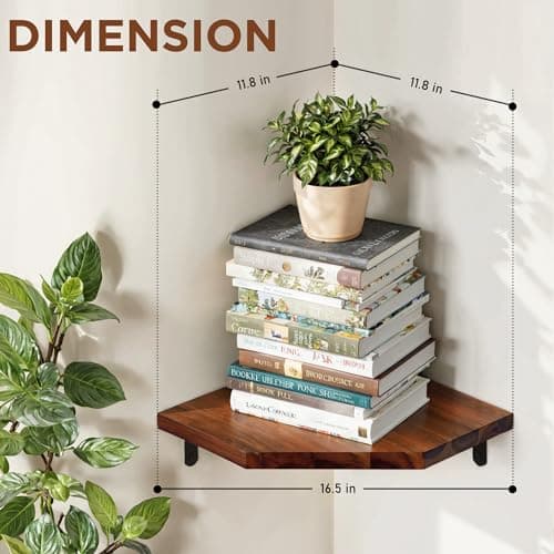 Demigo Solid Acacia Wood Corner Shelf Set, 11.8 x 16.5 Inches