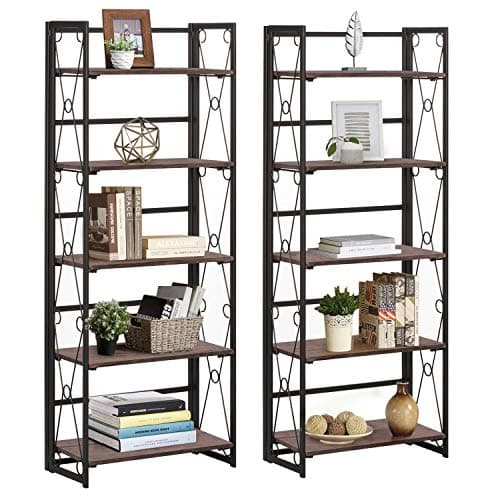VECELO Industrial 3-Tier Bookshelf, Retro Brown for Home Office