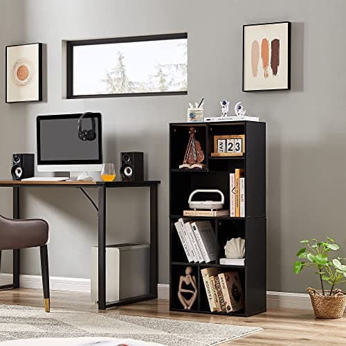 VECELO 4-Tier 42 Inch High Bookcase, Black with Height Difference Shelves