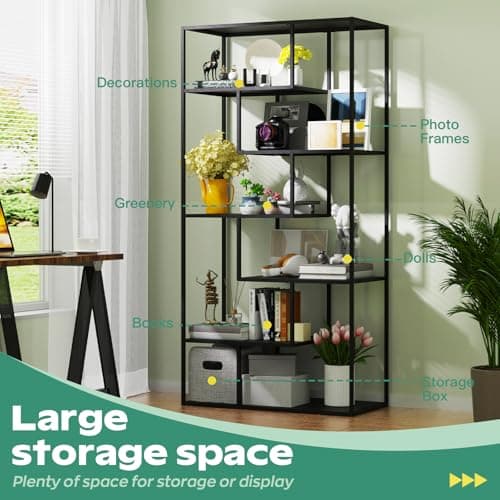 Modern 6-Tier Bookshelf for Display and Storage