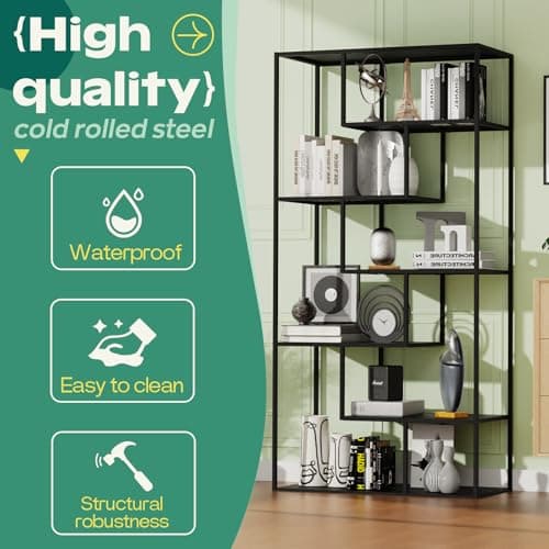 Modern 6-Tier Bookshelf for Display and Storage