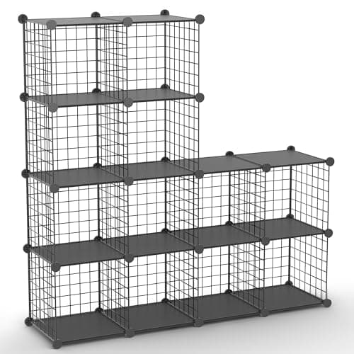 TUMUCUTE Metal Wire Cube Organizer, 12-Cube Storage Shelves for Bedroom, Living Room, Office