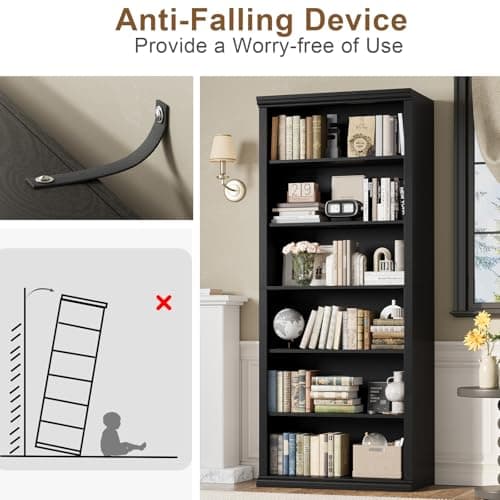 Elegant 28" Tall Bookshelf, 6 Tiers Spacious Storage, Home Office & Living Room Organizer