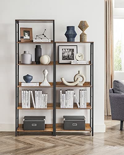 VASAGLE 6-Tier Industrial Bookshelf, Rustic Brown & Black for Living Room, Office ULLS118B01