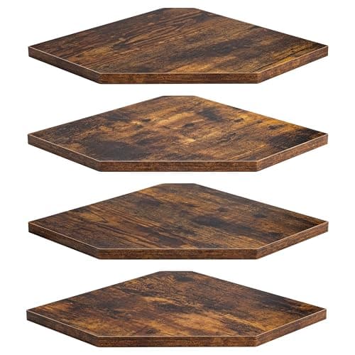 Rustic Wood Corner Wall Shelves Set for Living Room Bedroom Bathroom Kitchen