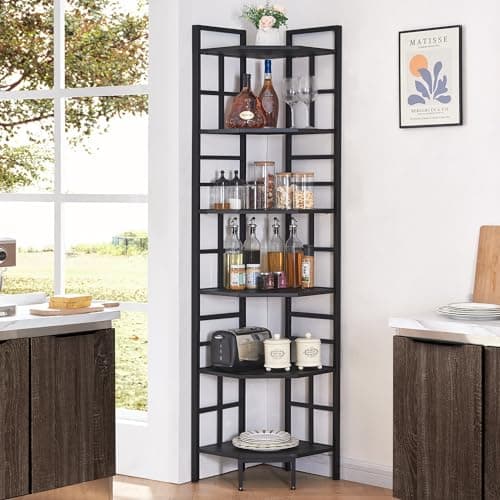 Industrial Corner Shelf Stand for Home Office, Living Room, and Bedroom