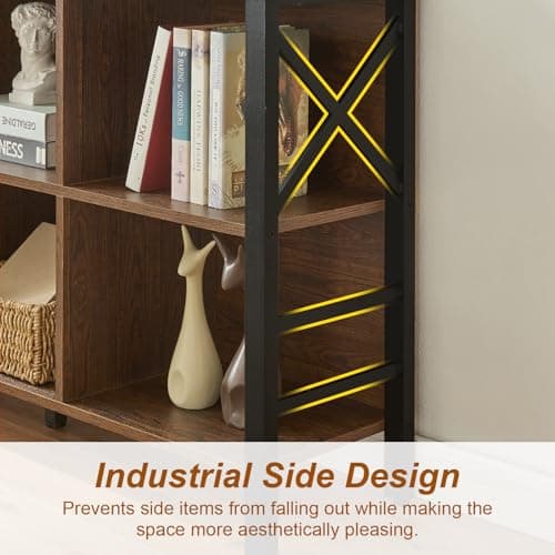 HOMBAZAAR Industrial Cube Storage Shelf, Brown, 6 Cubes, 3 Shelves