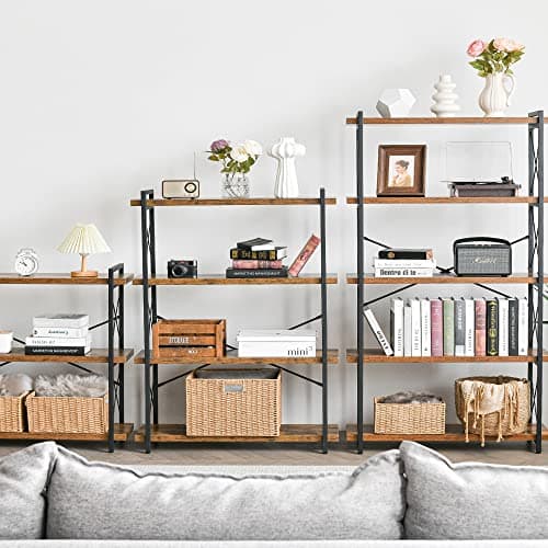 HCHQHS Rustic 5-Tier Industrial Metal Bookshelf