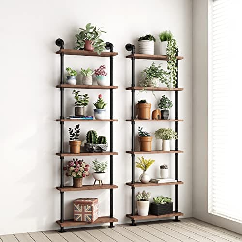 BOSURU Rustic Wood Ladder Shelf for Living Room Decor
