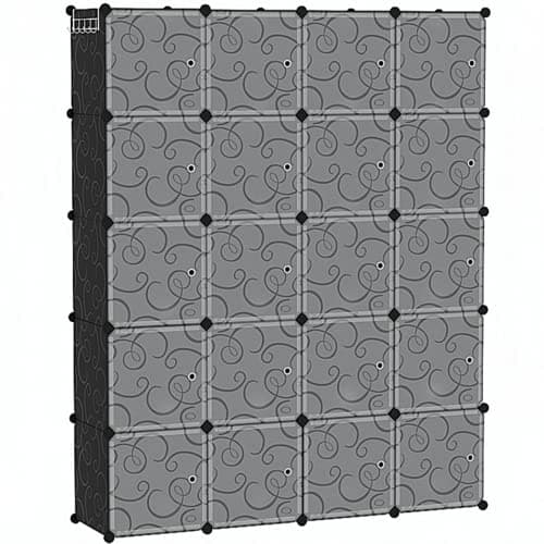 C&AHOME Cube Storage Shelving, 20-Cube Organizer with Doors, Black SHS3020B-DOOR