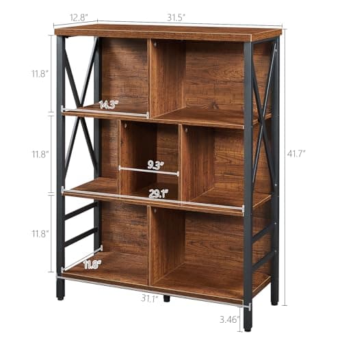 Rustic Cube Bookshelf with Storage for Home and Kids Rooms