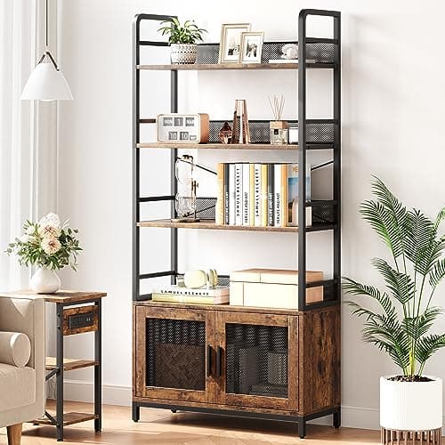 GAOMON Rustic Brown 70.87" Tall Bookshelf with 4 Tiers for Home Office, Bedroom, Living Room