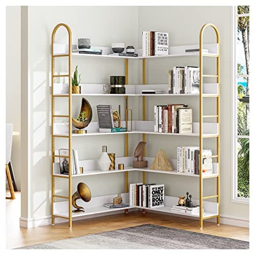 Semoic 3-Tier Industrial Wood Bookshelf, Brown Metal Frame, Living Room & Study Storage Organizer