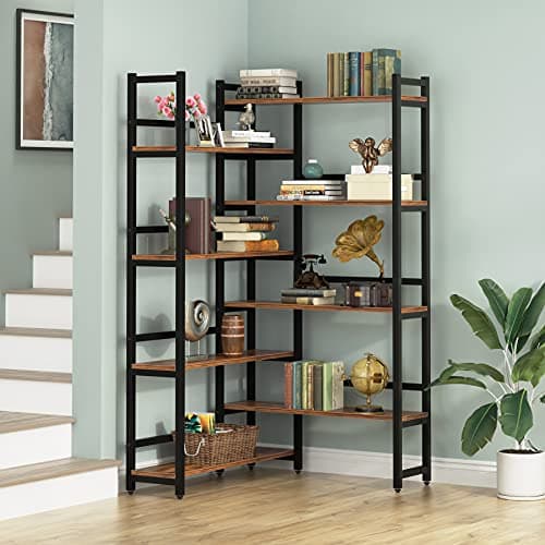 Tribesigns 8-Tier Metal Industrial Corner Bookshelf for Home Office Storage