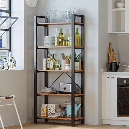 IRONCK 5-Tier Vintage Industrial Bookshelf 110 lbs Home & Office Decor