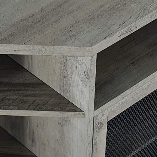 Walker Edison Modern Grey Wash Metal Mesh and Wood TV Stand with Open Shelves, 48 Inch, Up to 55" Flat Screen