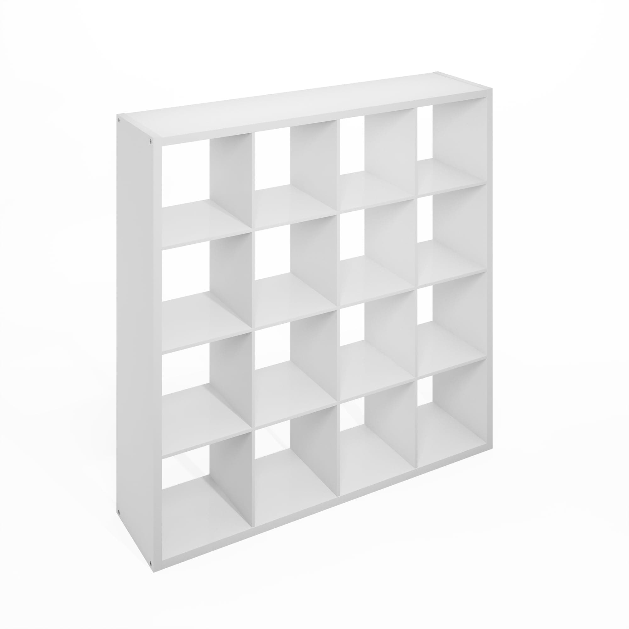 Furinno White Open Back Cube Storage Organizer, 16-Cube Shelf