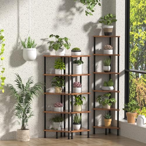Industrial 5-Tier Square Shelf Stand Display Rack for Living Room, Home Office, Kitchen
