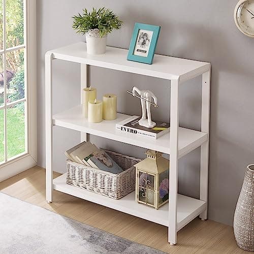 Rustic Wood and Metal 3-tier Bookshelf for Living Room Bedroom