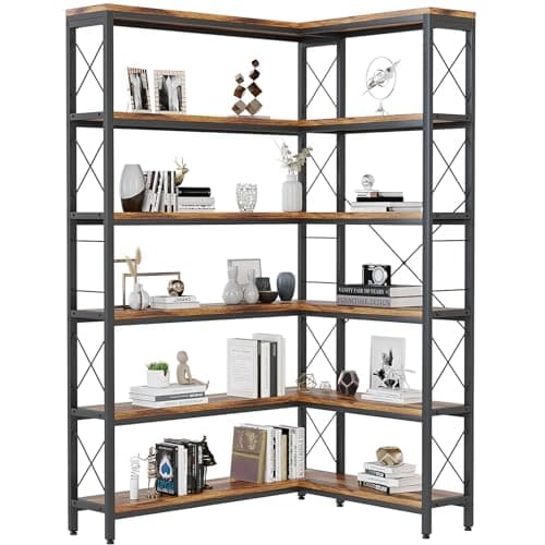 OneInMil 6-Tier Industrial Double Wide Bookshelf with Doors & Storage Cabinets 71" Tall