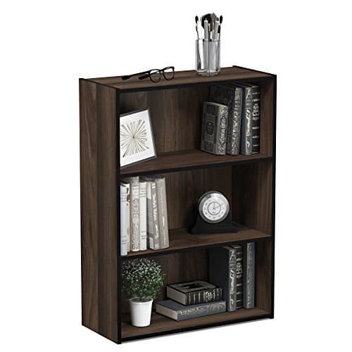 Furinno Pasir 3-Tier Columbia Walnut Open Shelf Bookcase