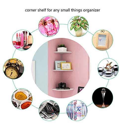 White 11 Inch Corner Wall Shelf Set for Kitchen, Living Room, Bathroom Decor