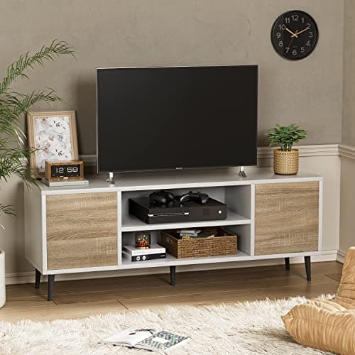 YESHOMY 58 Inch Rustic Brown TV Stand for 65" TVs, Storage Console