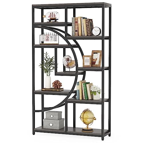 Tribesigns 5 Tier Industrial Bookshelf for Living Room & Bedroom
