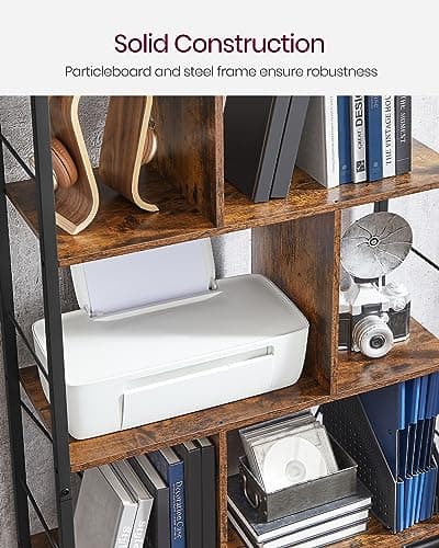 VASAGLE 5-Tier Bookshelf, Rustic Brown and Black ULBC121B01