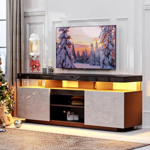 HOMMPA 75 Inch LED TV Stand with Storage & Power Outlets