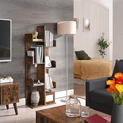 VASAGLE Rustic Brown Tree-Shaped Bookshelf with 8 Shelves