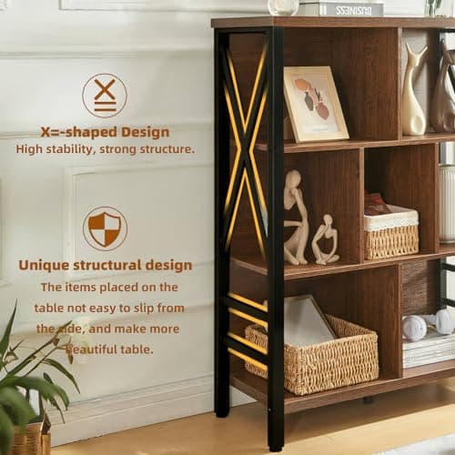 Rustic Cube Bookshelf with Storage for Home and Kids Rooms