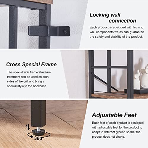 84 Tall Industrial Double Wide 7-Tier Bookshelf for Living Room or Home Office