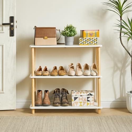 IBUYKE 3-Tier White Wooden Bookcase - Modern Standing Storage Organizer