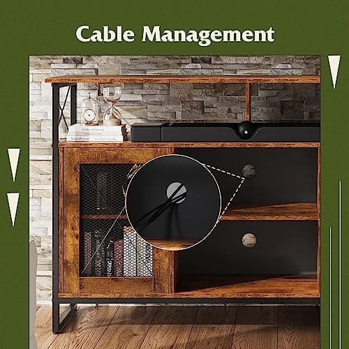 Farmhouse Industrial TV Stand for 55 inch TVs, with Storage