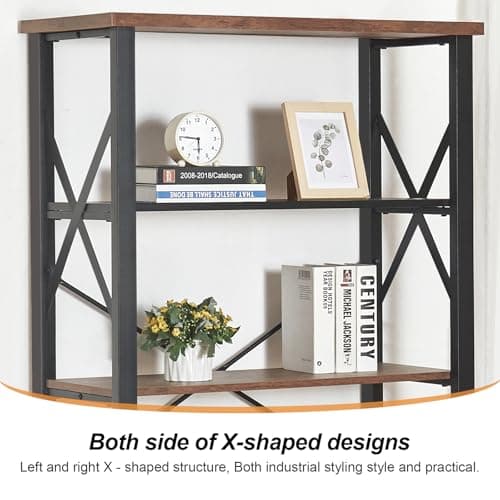 HOMBAZAAR 74" Tall Industrial Metal Bookshelf, 6 Tier, Rustic Brown for Office & Living Room