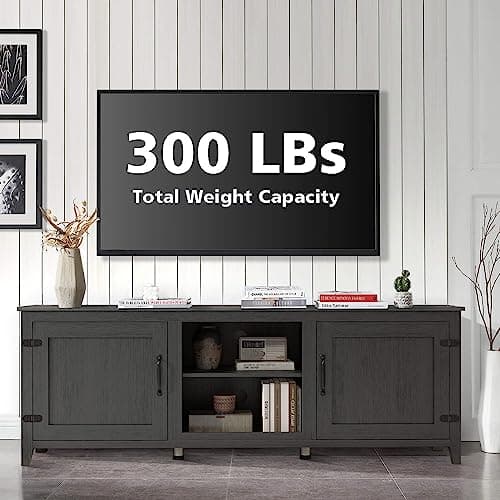 Black 70 Inch TV Stand, Wood Storage Cabinet, Modern Media Center for Living Room, Bedroom