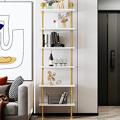 BOSURU Rustic Wood Ladder Shelf for Living Room Decor